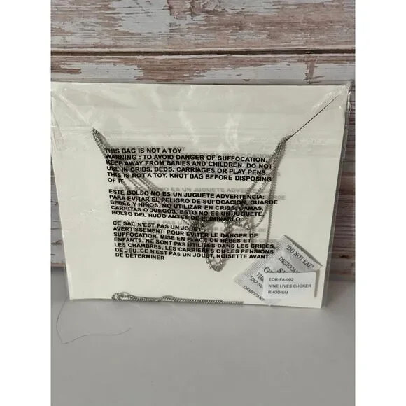 8 Other Reasons Nine Lives Silver Lariat Choker Necklace - FabFitFun - New - Picture 3 of 6